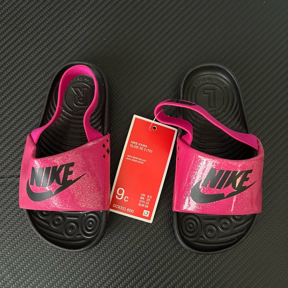 Nike Kids Glittery Pink Slide Sandals